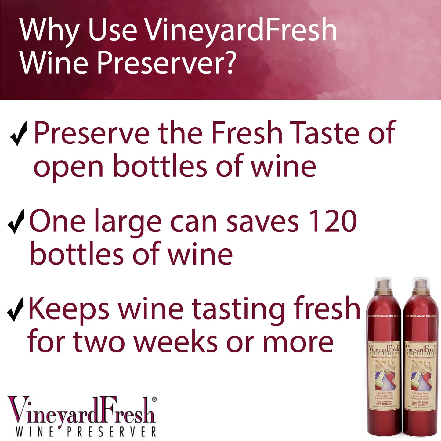 VineyardFresh Wine Preserver | 100% Argon Wine Preserver Spray | On Premise Size Can